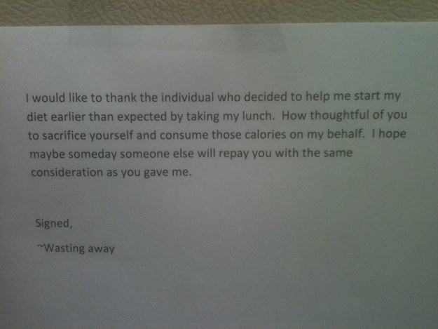 Wasting Away's note to his helpful, unwitting nutritionist.